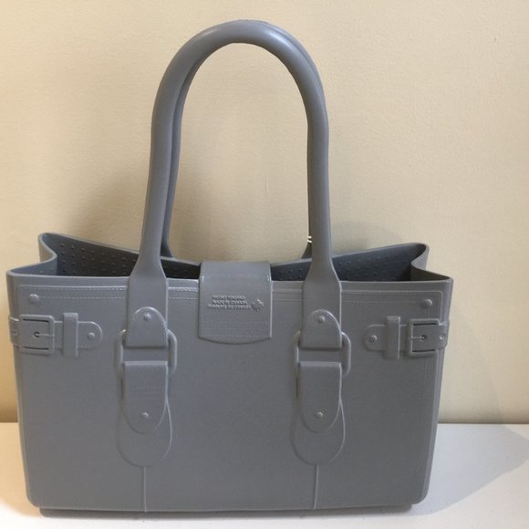 Great Bag Co Designer Robert Verdi Rubber Tote Hand Bag Purse Steel Grey - Picture 12 of 13